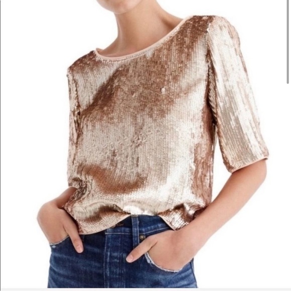 J. Crew Tops - J.Crew rose gold sequin top